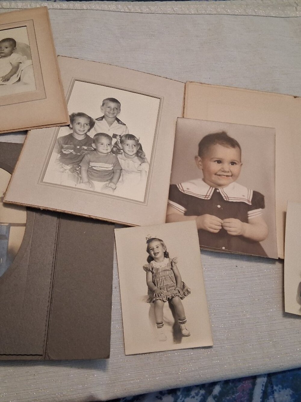 Vintage lot 7 Photos Cabinet Cards Photographs Children Babies sepia-toned